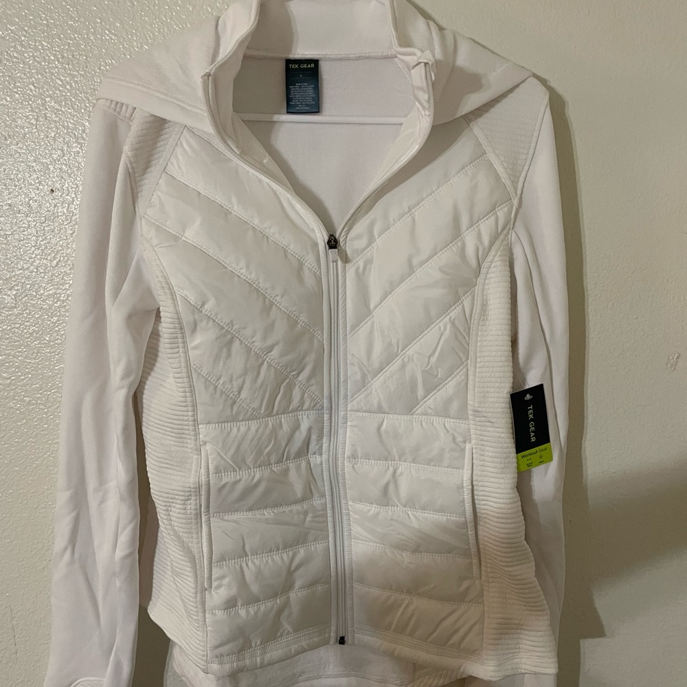 NWT White Mixed-Media Jacket